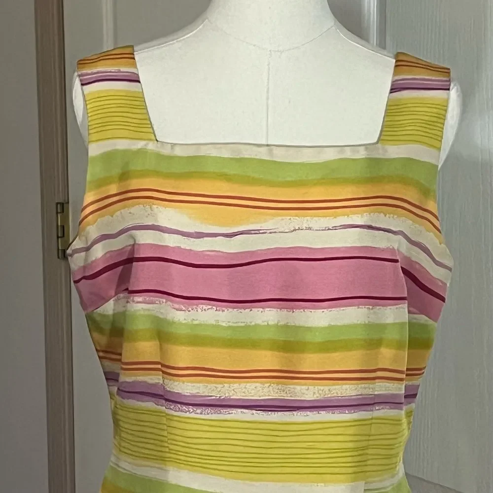 David Warren New York Vintage Silk Striped‎ Sheath Dress Sleeveless Pink Multi 8 - Picture 2 of 15